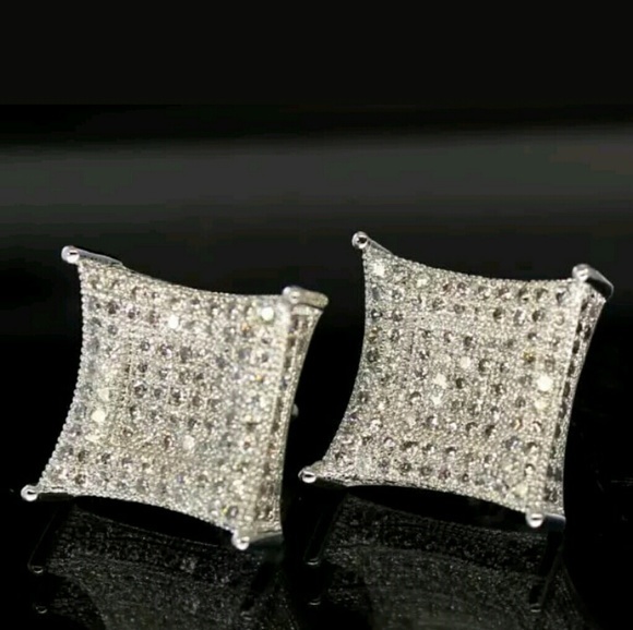 ICED OUT DIAMOND SIMULATED EARRING - Picture 1 of 5